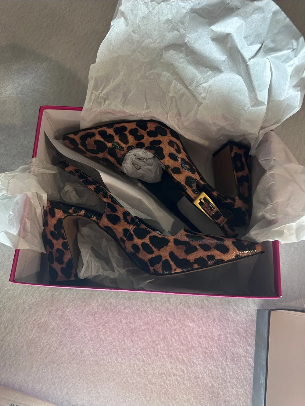New in box Vince Camuto Leopard Print Pointed Slingback Block Heels Sz 9m